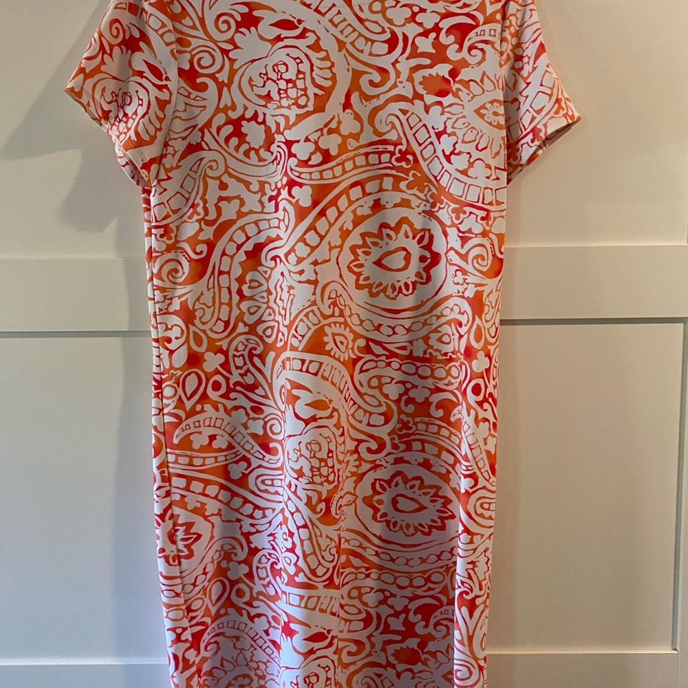 Jude Connally Orange and Pink Sheath Mini Dress